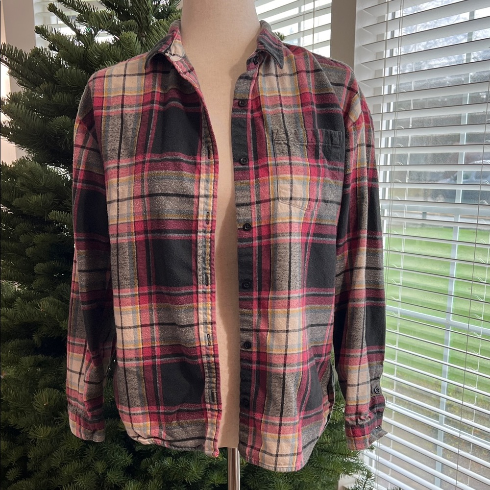 GAP Pink and Black Plaid Shirt